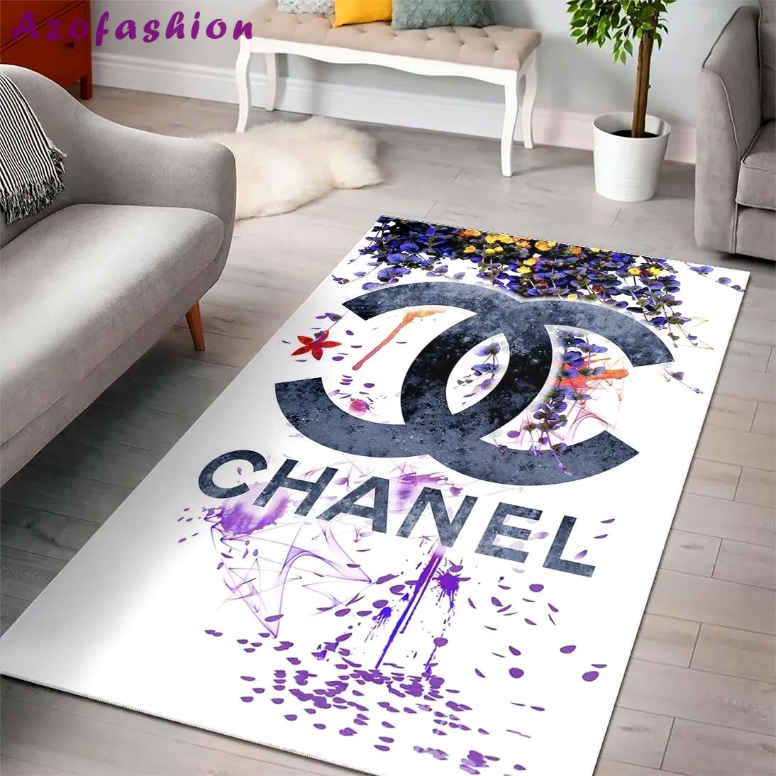 Rugs in living room and bedroom - Chanel white black logo luxury fashion luxury brand premium rug carpet for living room bedroom carpet floor mats keep warm in winter mat Rectangle Rug