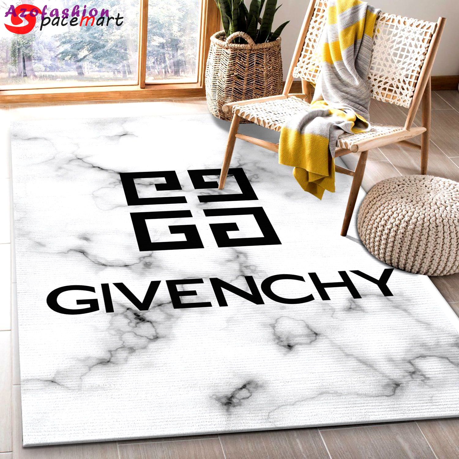 Rugs in living room and bedroom - Givenchy rug fashion brand rug floor decor home decor - rugs Rectangle Rug