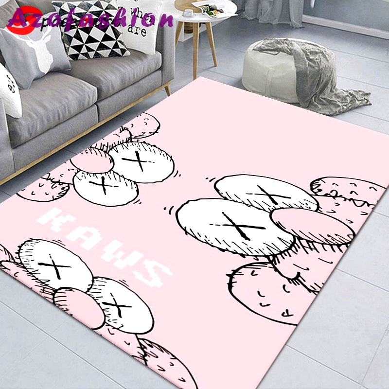 Rugs in living room and bedroom - Kaws head pink kwas rug home decor - rugs Rectangle Rug