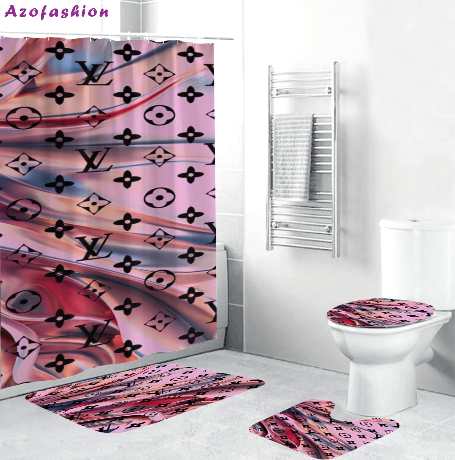 Rugs in living room and bedroom - Louis vuitton lv monogram bathroom set hot 2023 luxury shower curtain bath rug mat home decor 116 Bathroom Accessory Sets