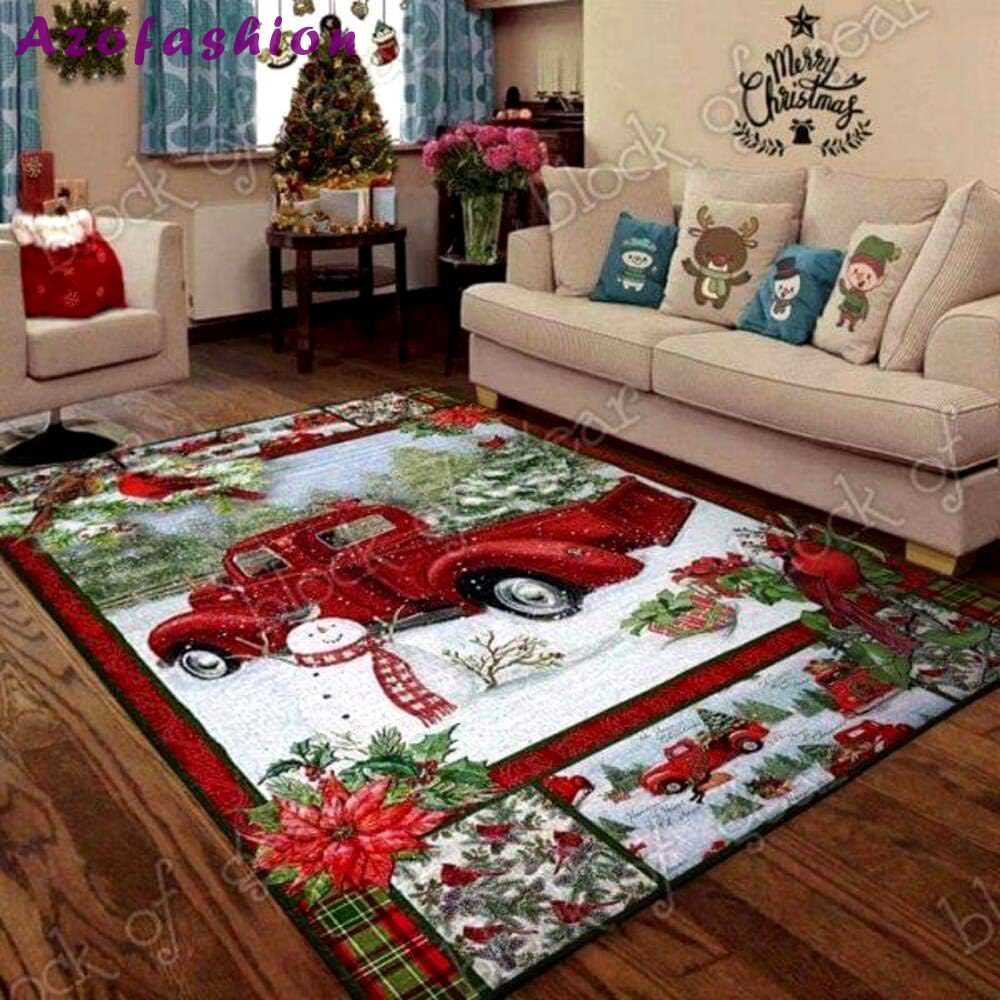 Rugs in living room and bedroom christmas red truck snowy cardinals home decor area rug Rectangle Rug