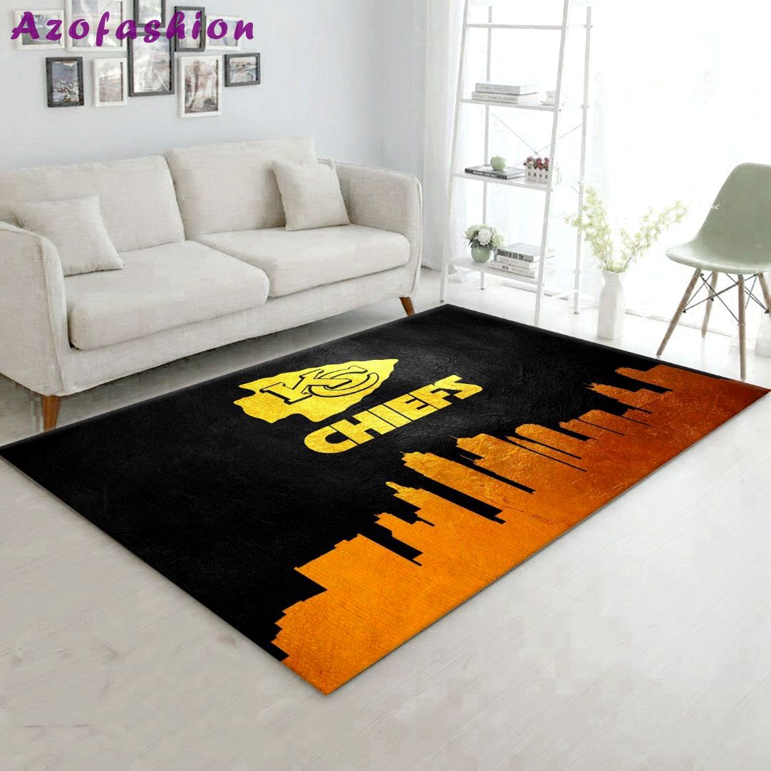Rugs in living room and bedroom kansas city chiefs skyline nfl area rug- living room and bedroom rug- floor decor home decor Rectangle Rug