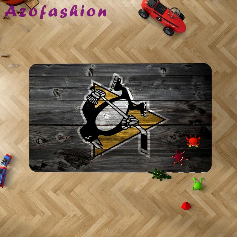 Rugs in living room and bedroom pittsburgh penguins rug - grey wooden style nice gift - wall decor man cave- fathers day gift- rectangle area rug- indoor outdoor rug Rectangle Rug