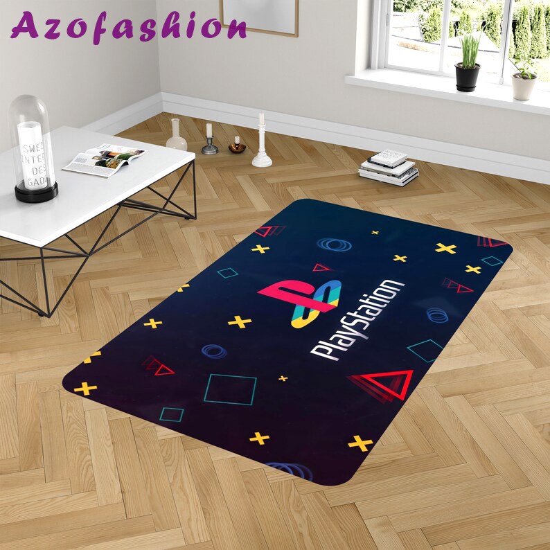 Rugs in living room and bedroom playstation rug - ps4 kids room rug - playstation area rug- kids room decor- gamer carpet- gamer gift- joystick rug- kids rug- boy room rug Rectangle Rug
