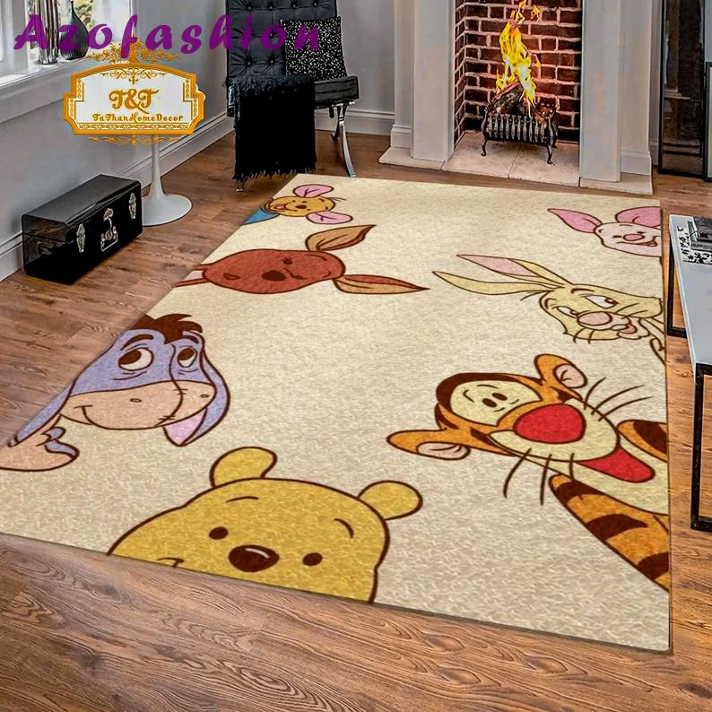 Rugs in living room and bedroom winnie the pooh with friends rug - winnie pooh cartoon rug - winnie the pooh carpet- christmas gift- kids room rug- baby gift- nursery rug Rectangle Rug