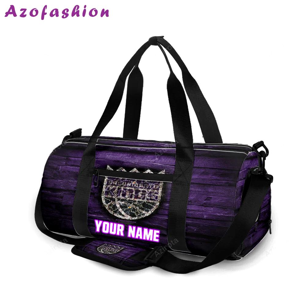 Sacramento kings emblem wood2 personalized name travel bag gym bag 2307 Travel Bag