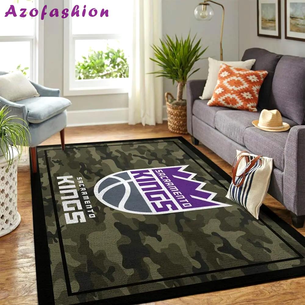 Sacramento kings nba area rugs camo style living room carpet regtangle carpet Rectangle Rug