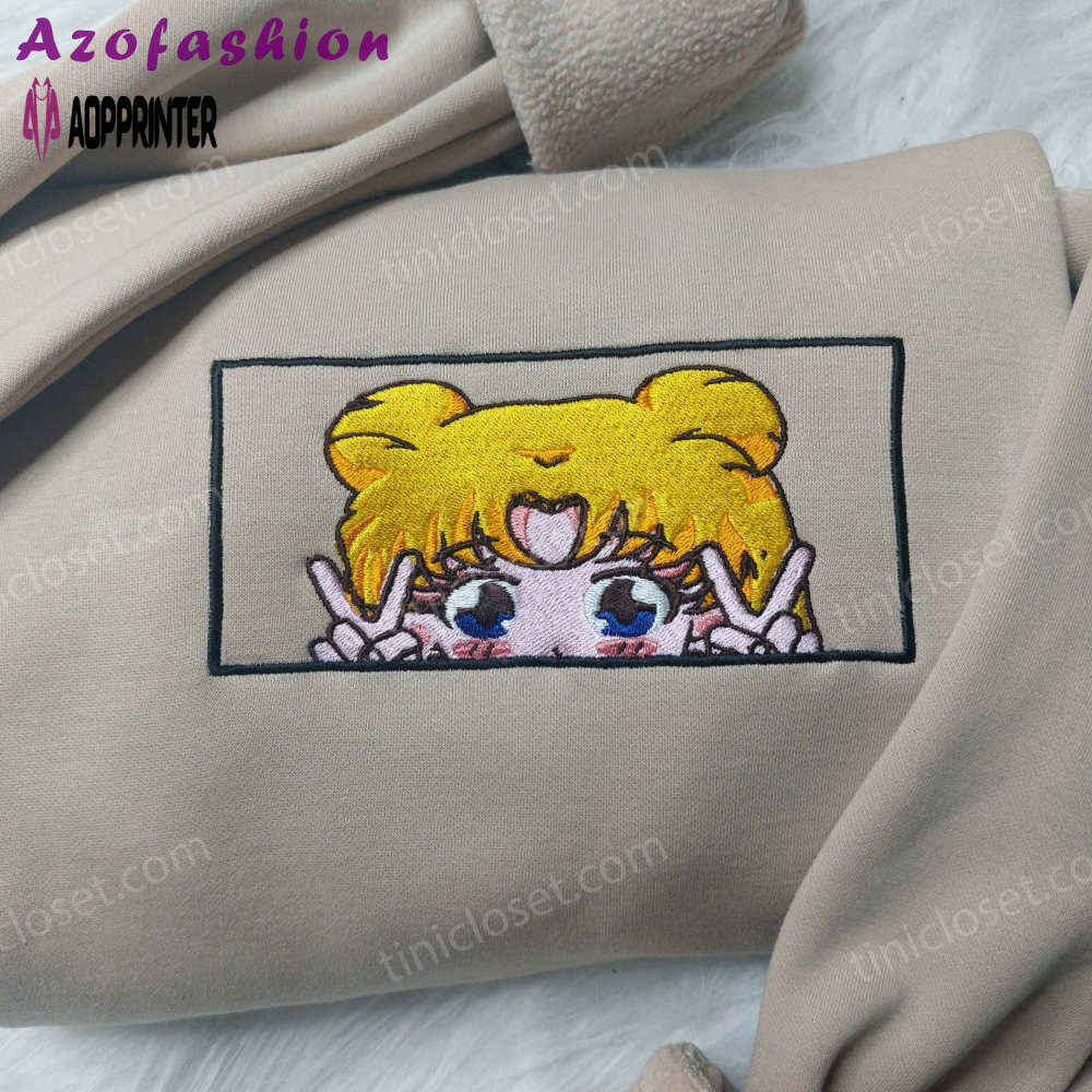Sailor moon embroidered shirt: cute anime sweatshirt for girls Embroidered Shirt