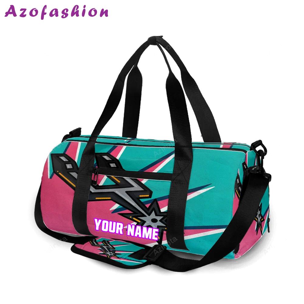 San antonio spurs blue pink personalized name travel bag gym bag 2289 Travel Bag