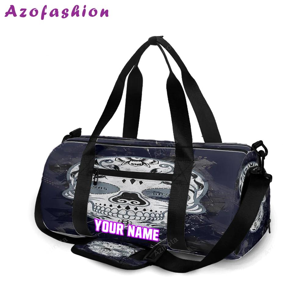 San antonio spurs skull purple personalized name travel bag gym bag 2502 Travel Bag
