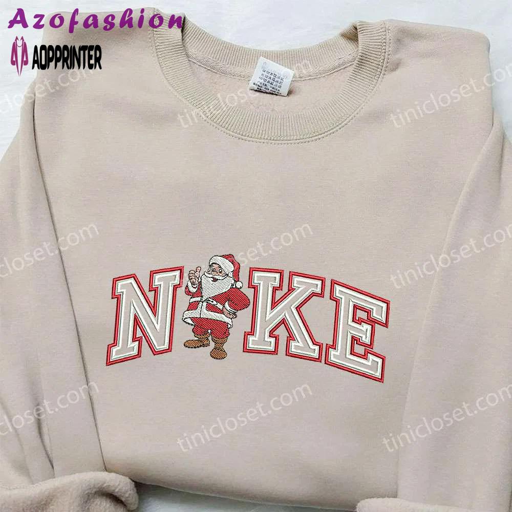 Santa claus x nike embroidered sweatshirt: best christmas gift ideas nike inspired shirt Embroidered Shirt