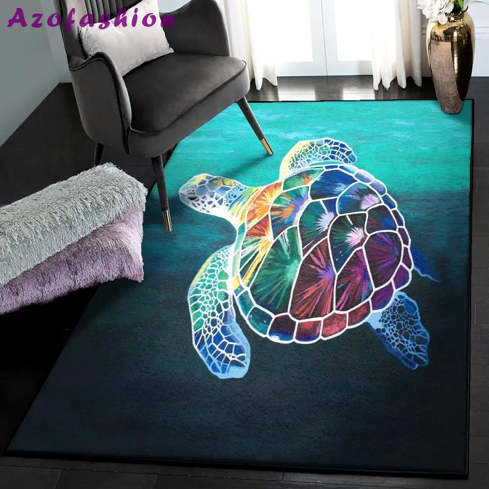 Sea turtle swimming kitchen rugs, turtle rug Rectangle Rug