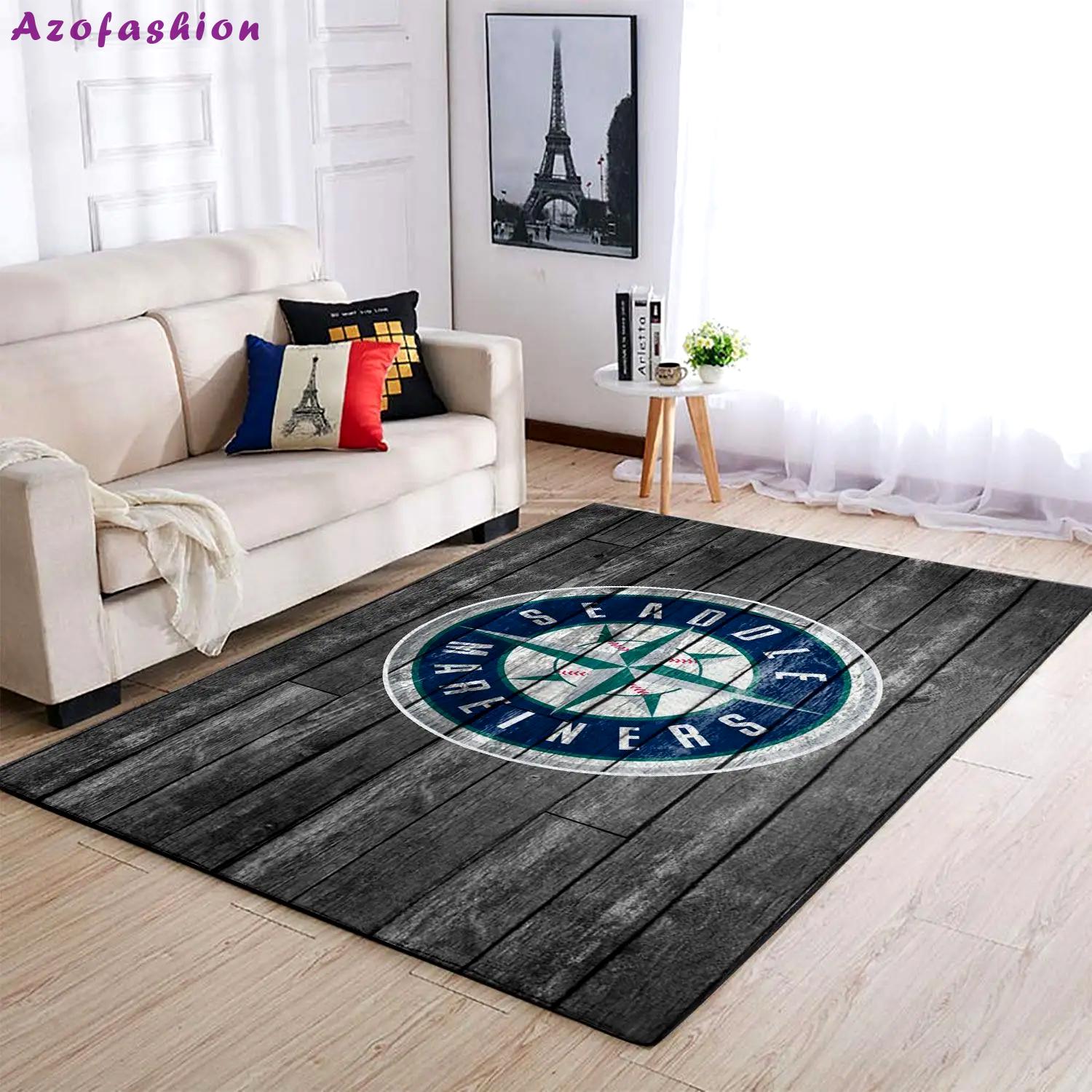 Seattle mariners wooden area rug mlb baseball team logo living room rugs 2 Rectangle Rug