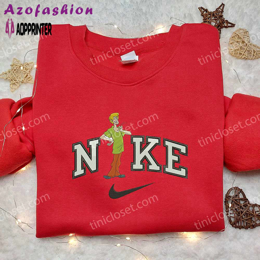Shaggy rogers x nike embroidered shirt scooby doo & custom nike apparel Embroidered Shirt