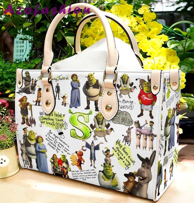 Shrek  white leather bag for women gift 1401 Women Leather Hand Bag