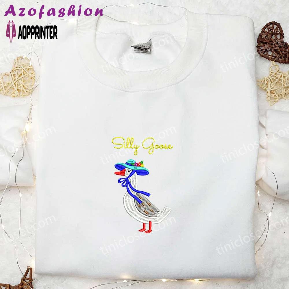 Silly goose animal & funny embroidered shirt: unique & playful designs! Embroidered Shirt