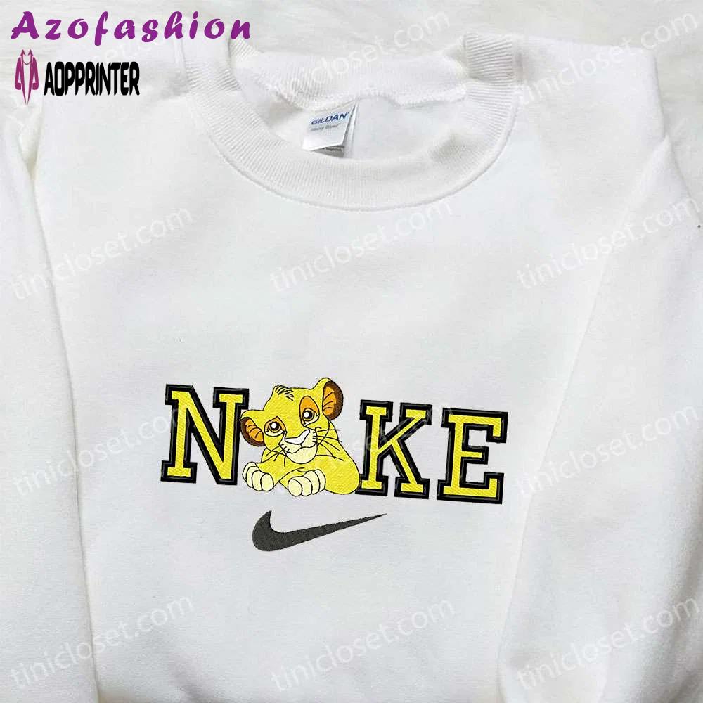 Simba x nike cartoon embroidered shirt – nike inspired best family gift Embroidered Shirt