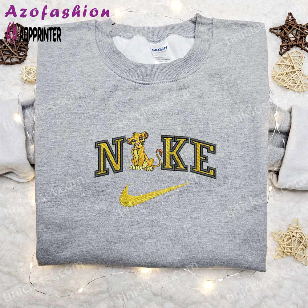 Simba x nike cartoon embroidered tshirt – nike inspired shirt perfect family gift Embroidered Shirt