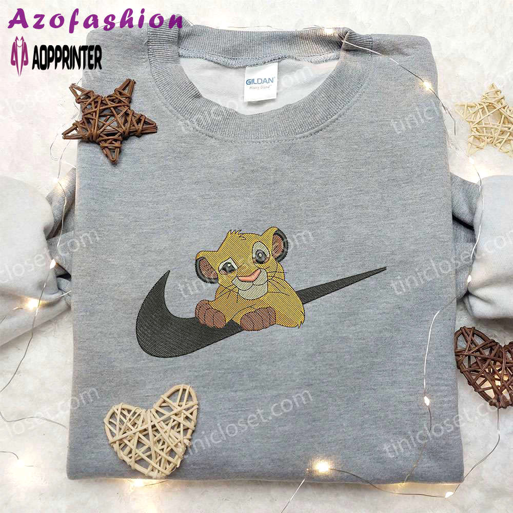 Simba x nike swoosh embroidered sweatshirt: disney lion king inspired shirt Embroidered Shirt
