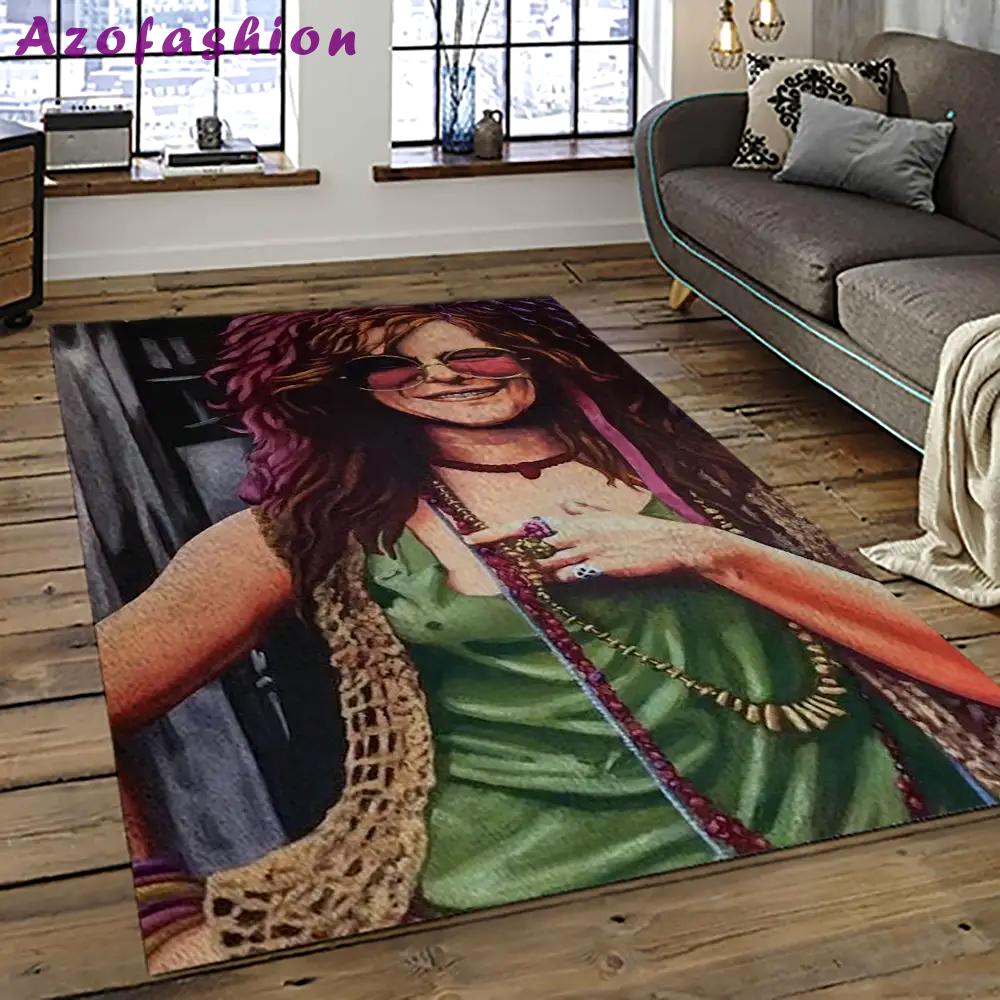 Singer janis joplin music carpet rectangle area rug for living room bedroom decor jj41 Rectangle Rug