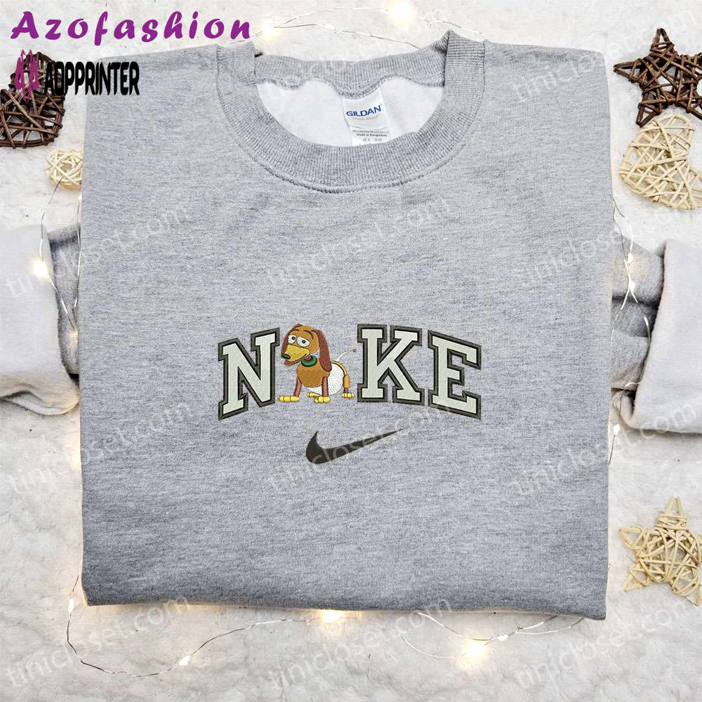 Slinky dog x nike embroidered sweatshirt: toy story disney plus shirt best gift ideas for all occasions Embroidered Shirt