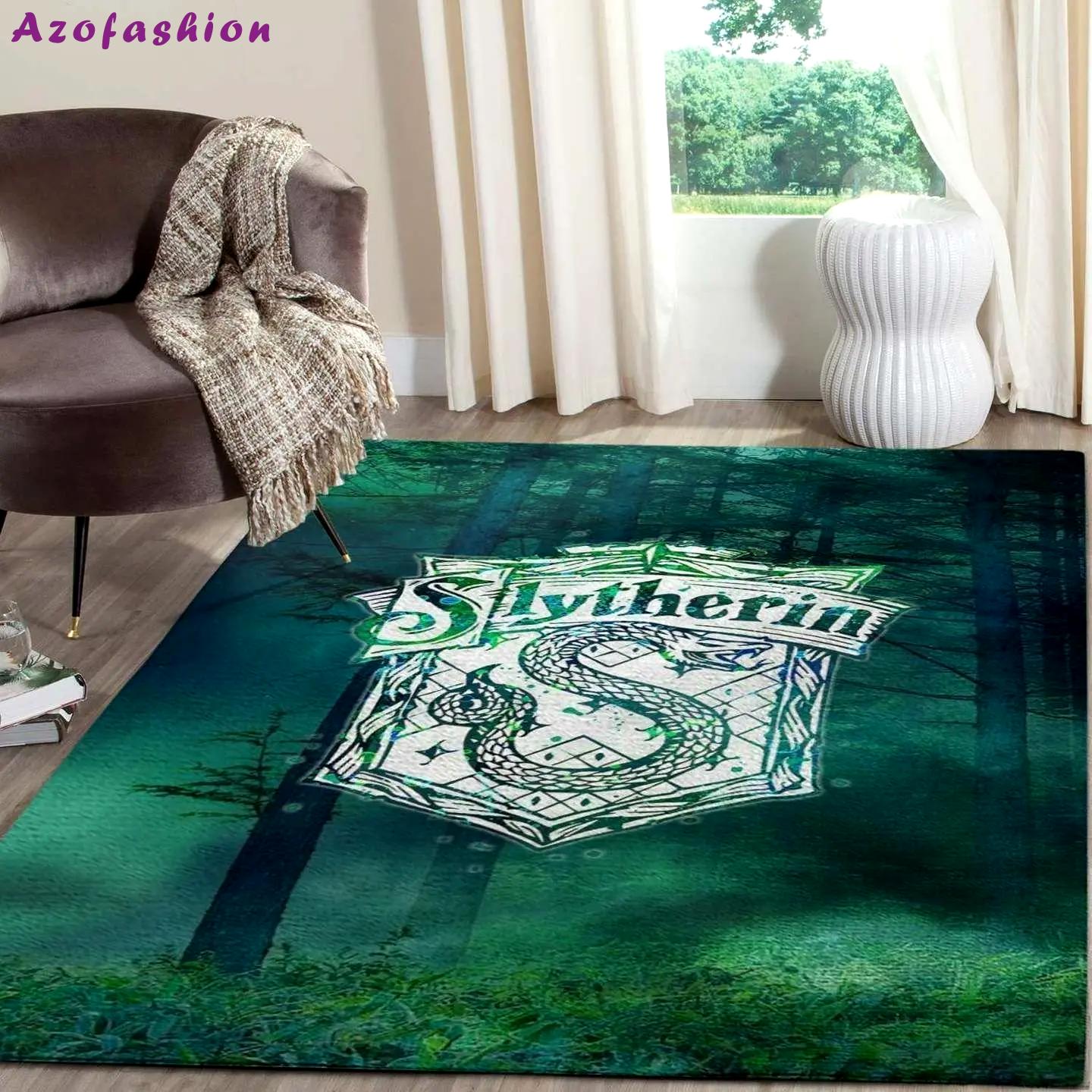 Slytherin harry potter area rug living room rug home decorfloor decor the us decor Rectangle Rug