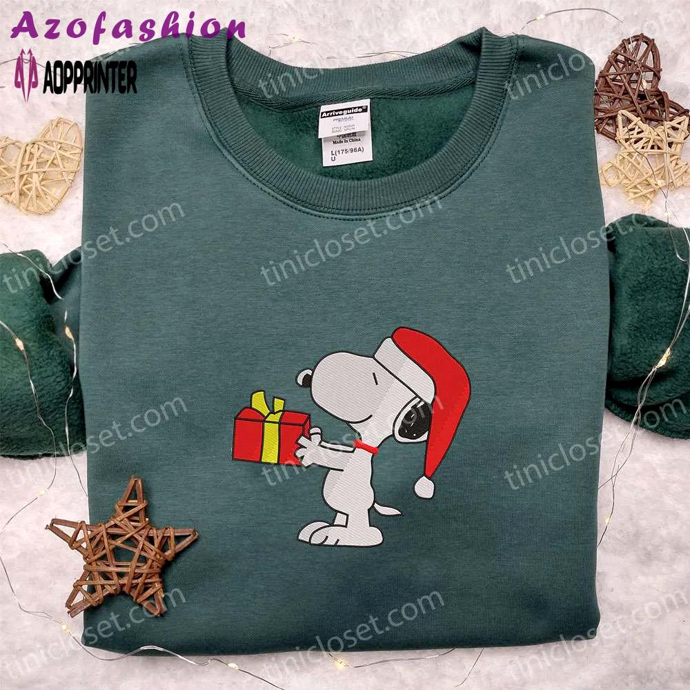 Snoopy christmas gift shirt & peanuts cartoon hoodie: best family gifts Embroidered Shirt