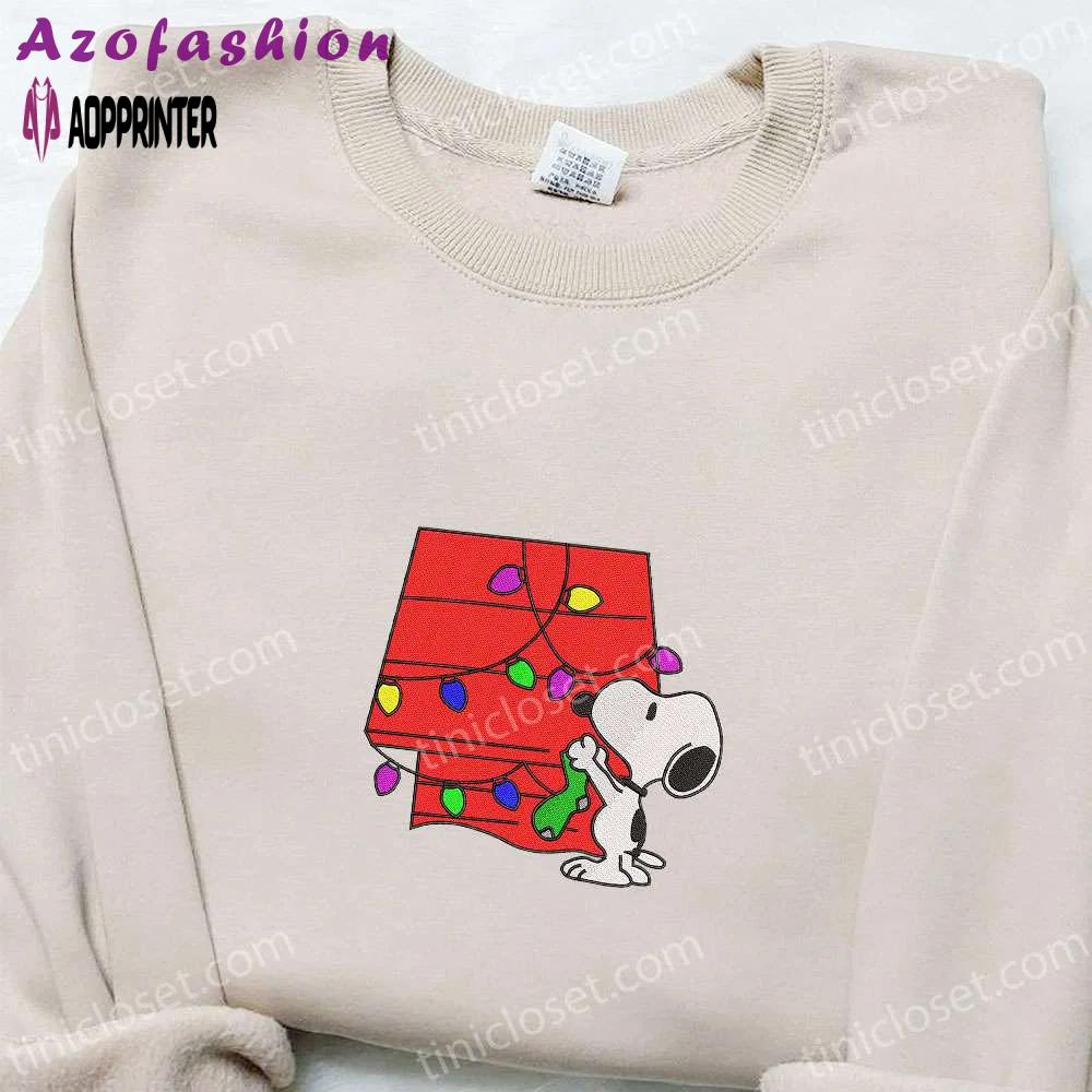 Snoopy christmas house shirt & peanuts cartoon hoodie: best family christmas gifts Embroidered Shirt