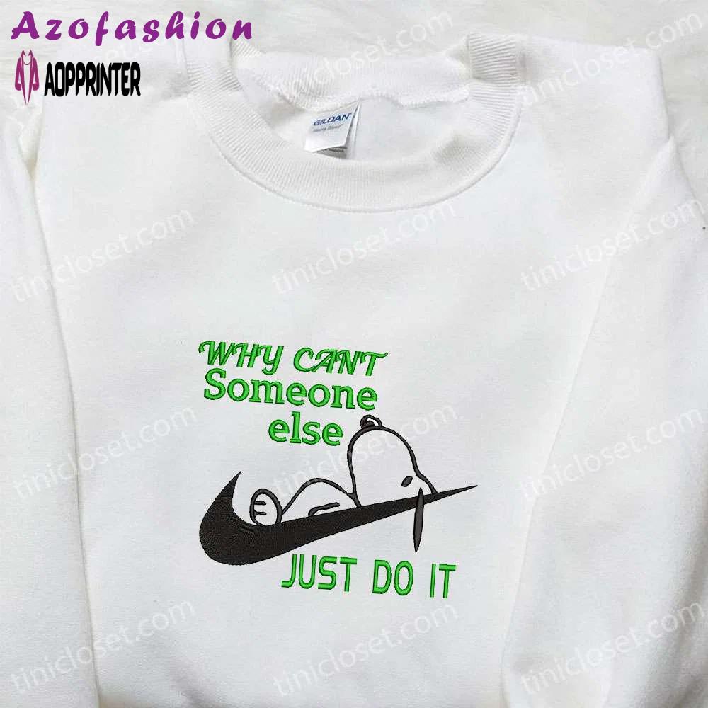 Snoopy just do it x nike embroidered tshirt: best nike inspired gift for family Embroidered Shirt