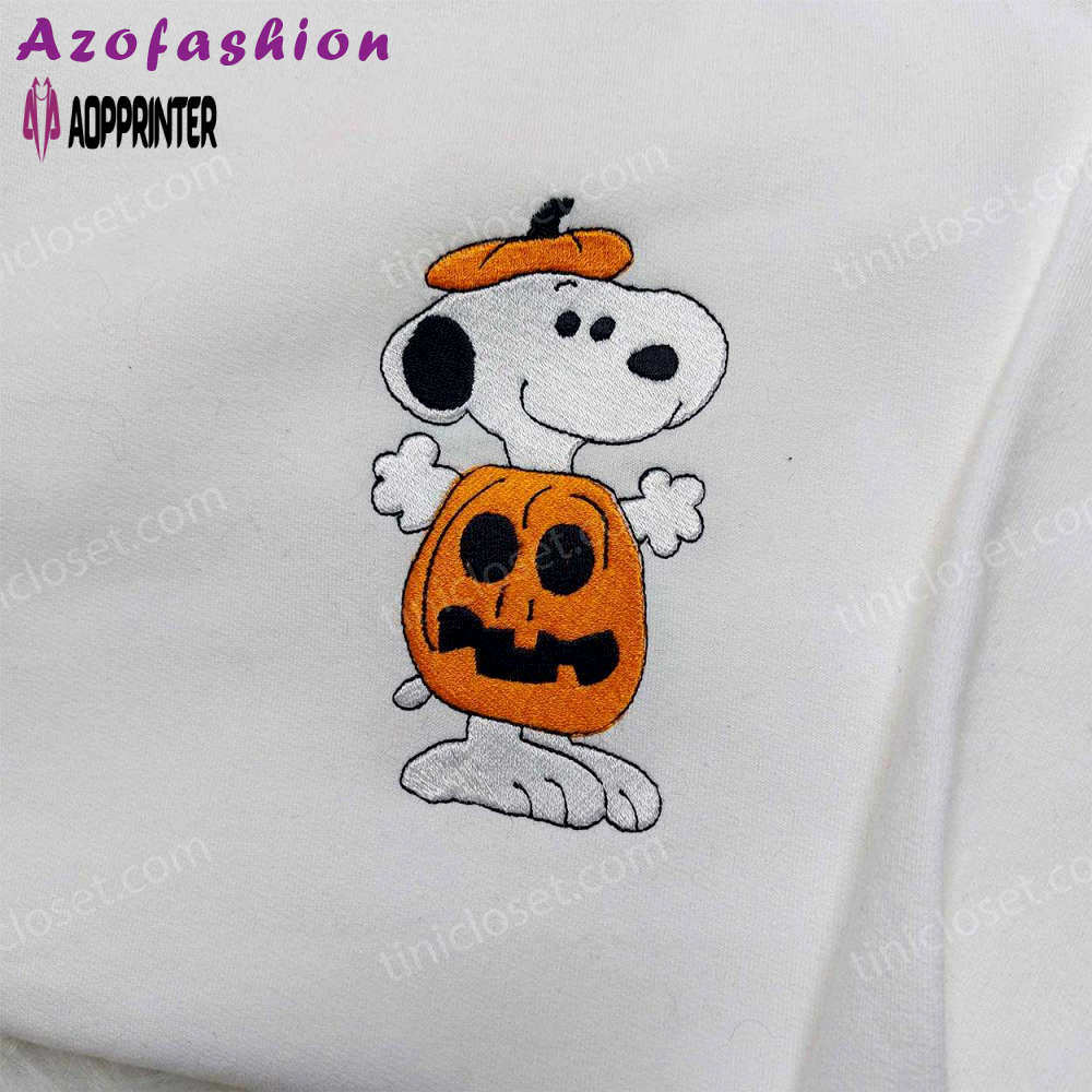 Snoopy pumpkin embroidered sweatshirt: cute halloween gift for friends Embroidered Shirt