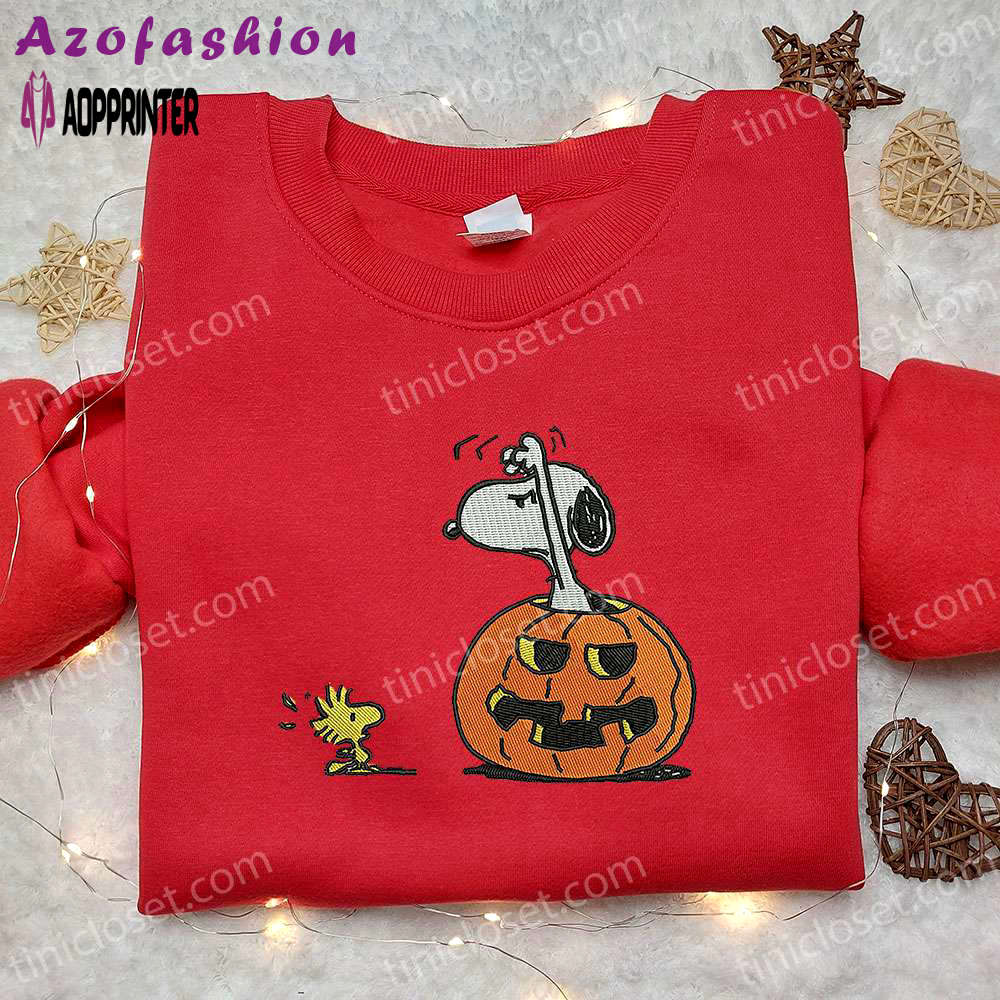 Snoopy pumpkin hoodie & peanuts halloween t-shirt: best gift ideas for a spooky halloween! Embroidered Shirt