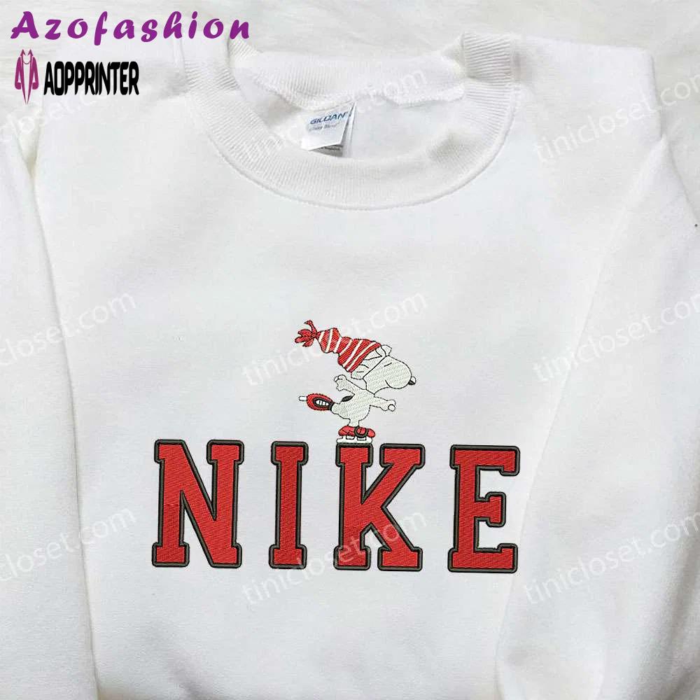 Snoopy ski x nike embroidered sweatshirt: best christmas gift nike inspired shirt Embroidered Shirt