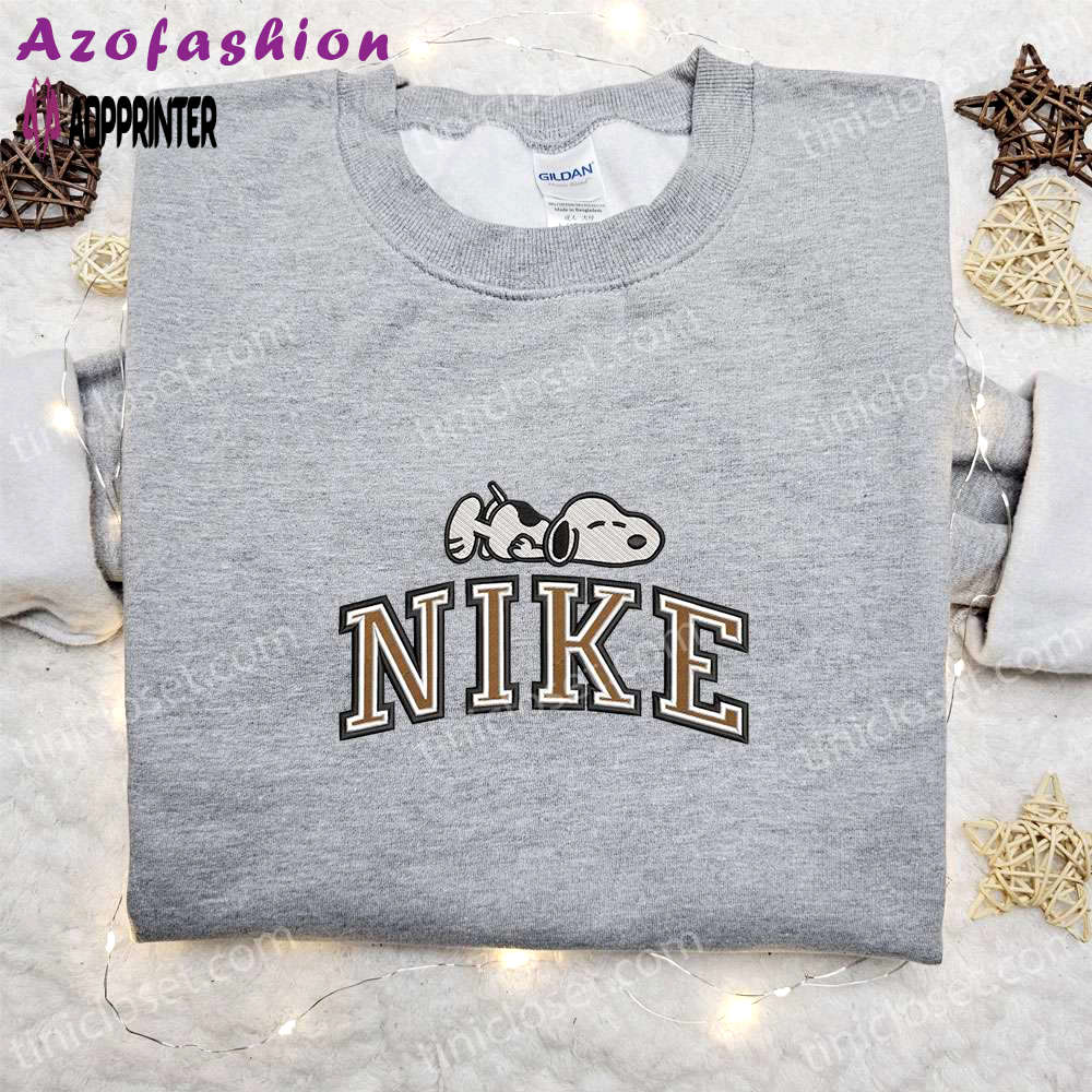 Snoopy tired x nike embroidered sweatshirt & peanuts disney plus shirt: best gift ideas for all occasions Embroidered Shirt