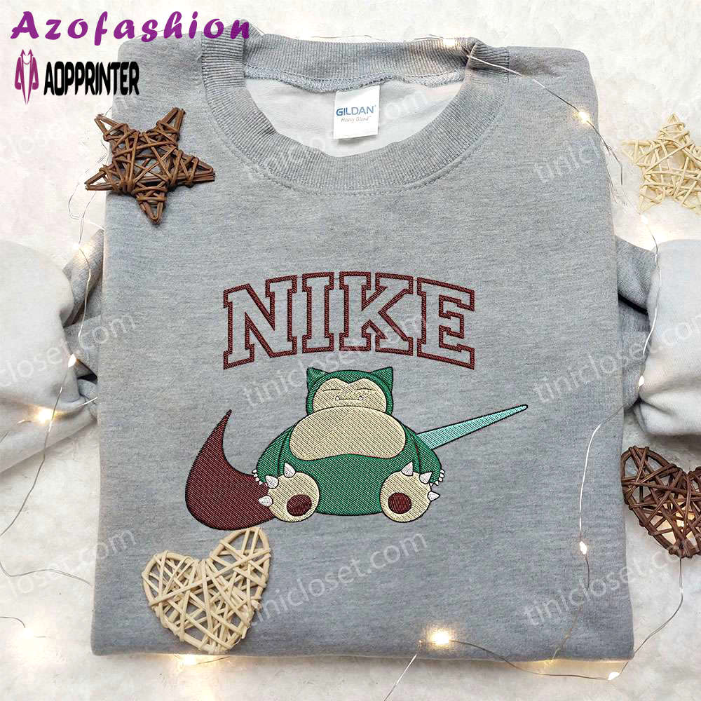 Snorlax x nike embroidered sweatshirt: pokemon & nike inspired shirt Embroidered Shirt