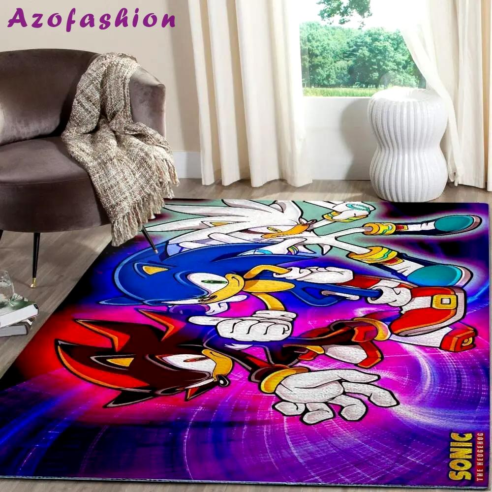 Sonic the hedgehog area rug gaming carpet gamer living room rugs rug regtangle carpet floor decor home decor v999 Rectangle Rug