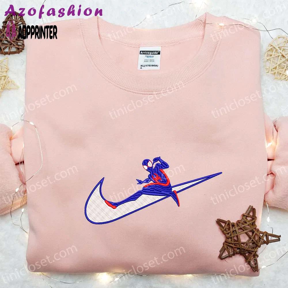 Spider-man movie embroidered shirt marvel comics hoodie custom nike t-shirt – shop swoosh x marvel embroidery Embroidered Shirt