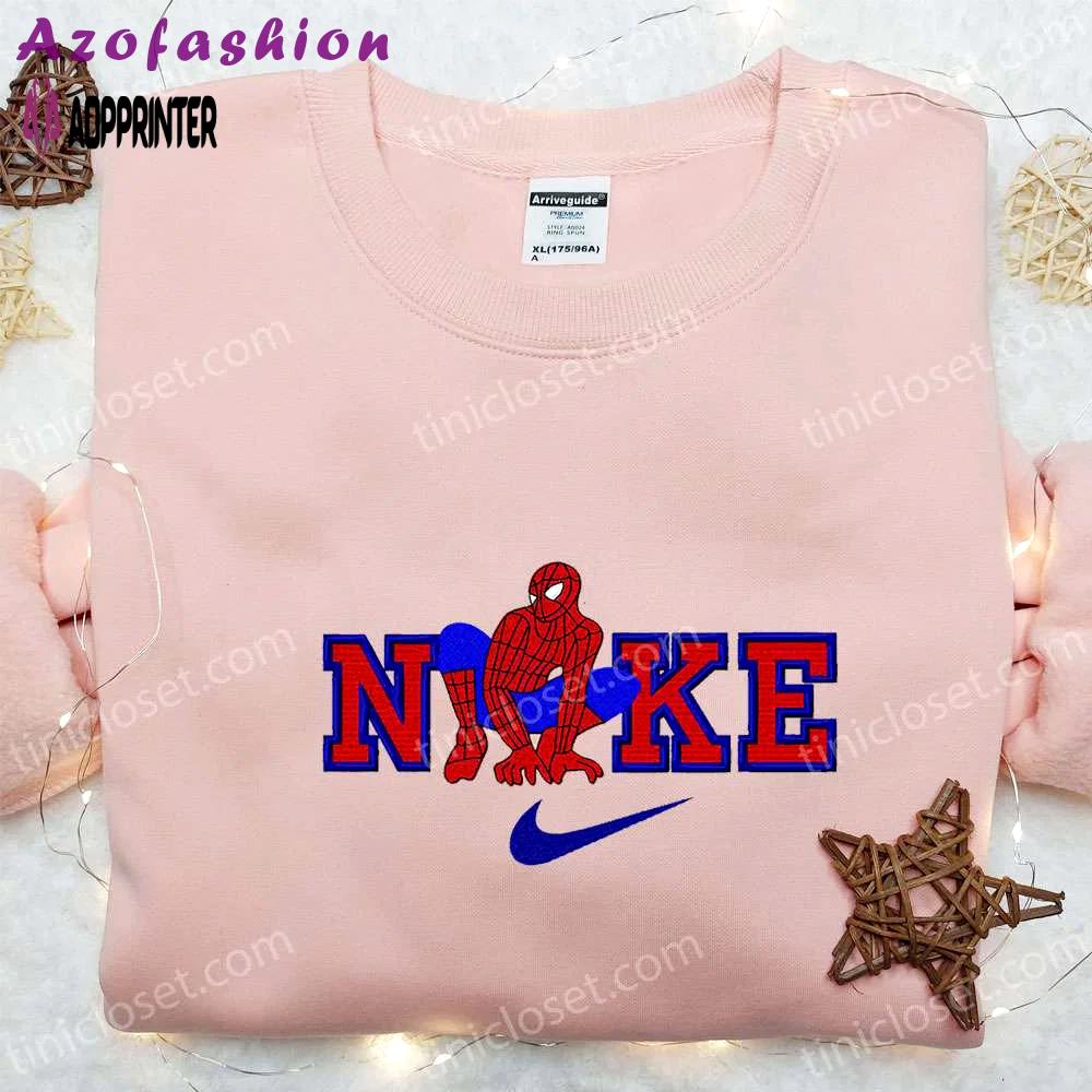 Spider-man x nike movie embroidered hoodie & marvel cinematic universe shirt: nike inspired embroidery Embroidered Shirt