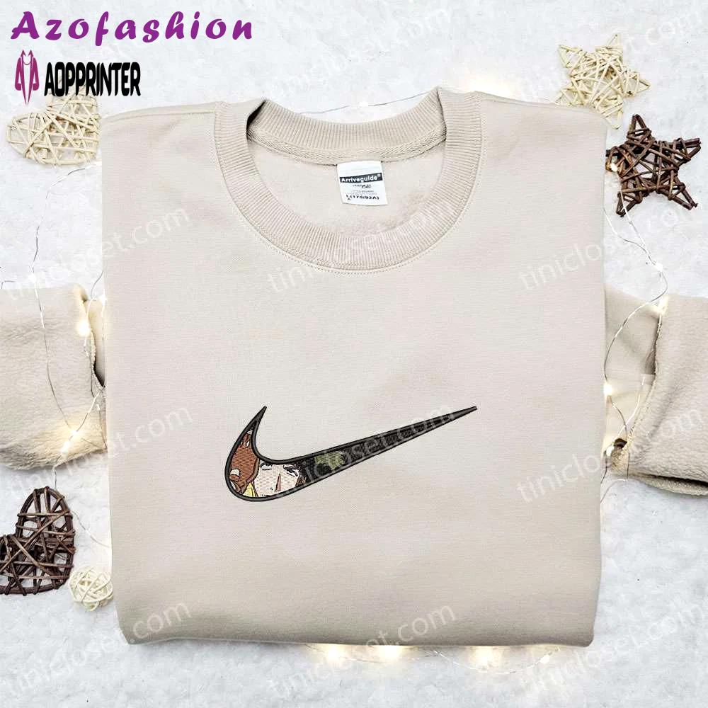 Spike spiegel x swoosh anime embroidered sweatshirt – cowboy bebop & nike inspired shirt Embroidered Shirt