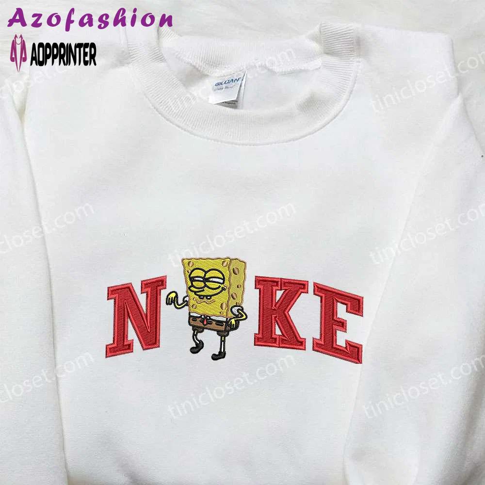 Spongebob squarepants x nike embroidered sweatshirt: cartoon shirt nike inspired Embroidered Shirt