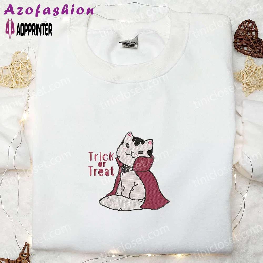 Spook-tacular cat vampire costume trick or treat embroidered shirt: best halloween gifts Embroidered Shirt