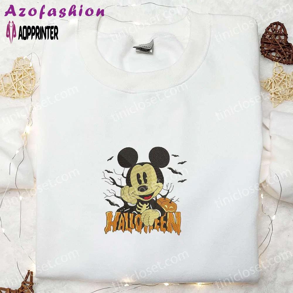 Spook-tacular halloween mickey embroidered hoodie: disney sweatshirt & adorable shirt Embroidered Shirt