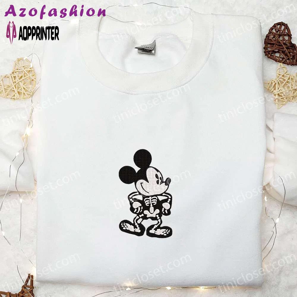 Spook-tacular mickey skeleton & disney halloween embroidered shirt – best family halloween gift Embroidered Shirt