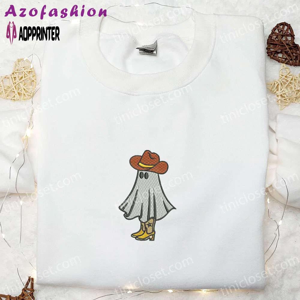 Spooktacular boo haw cowboy ghost embroidered shirt – funny halloween gift idea Embroidered Shirt