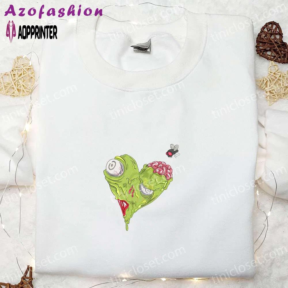 Spooktacular horror zombie heart sweatshirt hoodie & t-shirt – perfect for halloween! Embroidered Shirt