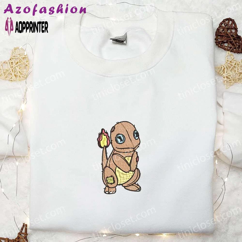 Spooky charmander pokemon embroidered shirt – perfect for halloween! Embroidered Shirt