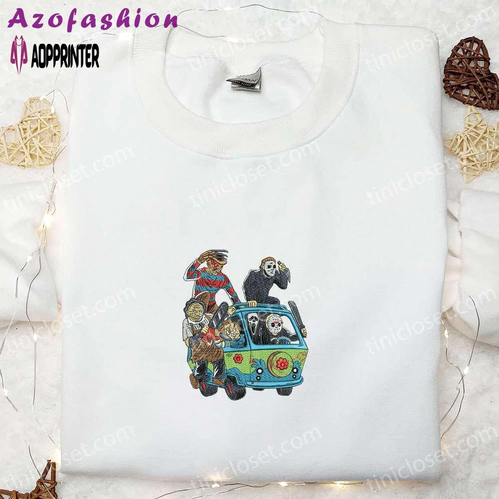 Spooky gang embroidered shirt: spirit halloween tee & funny hoodie Embroidered Shirt