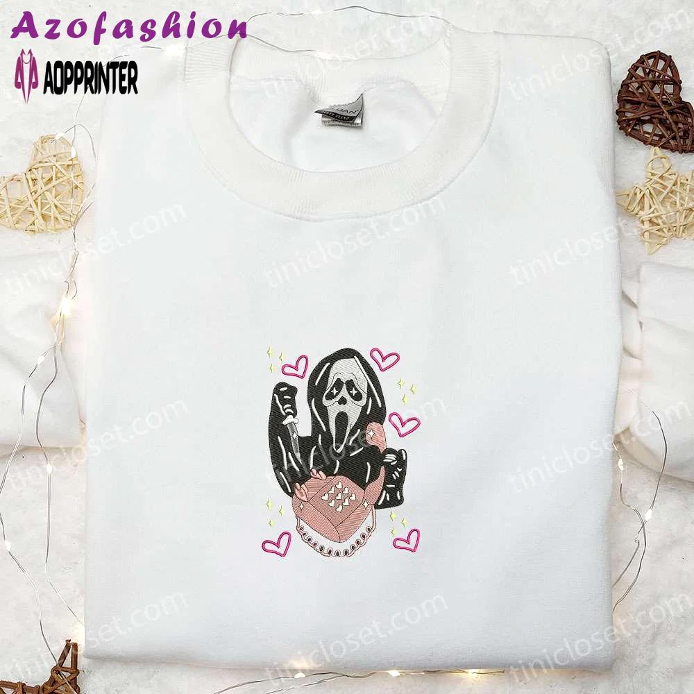 Spooky ghost phone embroidered shirt – funny & cool halloween tee Embroidered Shirt