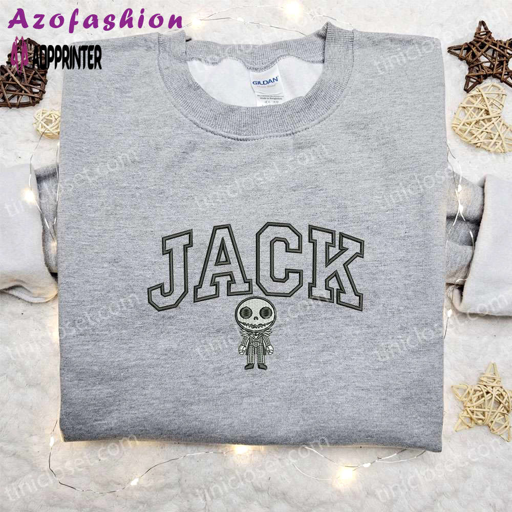 Spooky jack skellington embroidered hoodie & horror movie characters shirt: best halloween gift ideas Embroidered Shirt