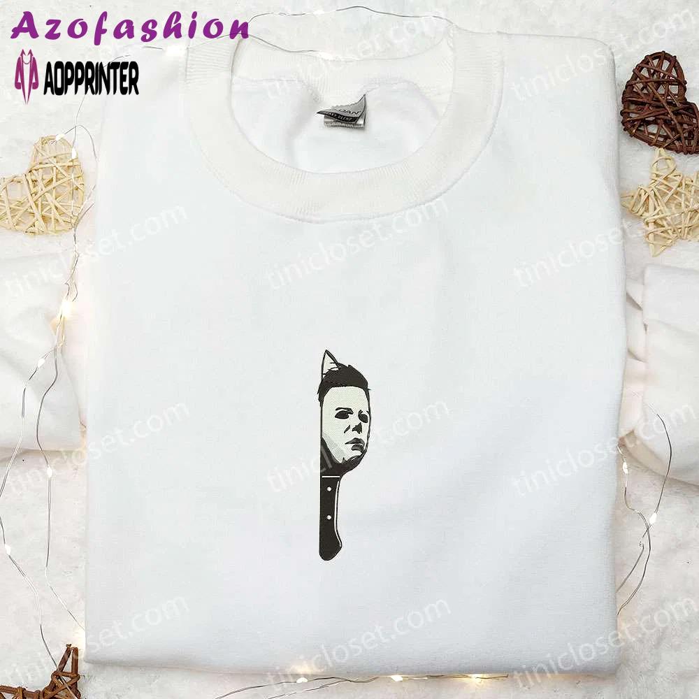 Spooky michael myers embroidered hoodie: horror characters sweatshirt perfect halloween gift Embroidered Shirt