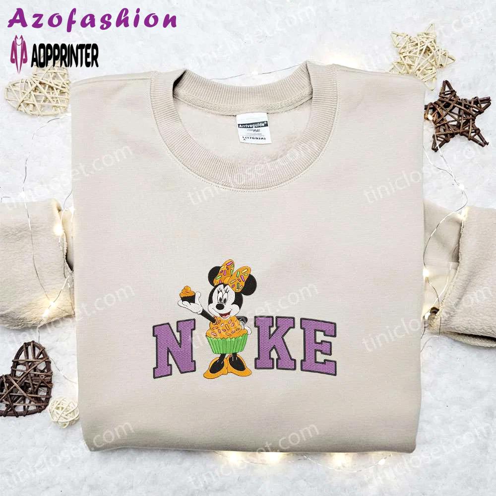 Spooky nike halloween x minnie mouse cake embroidered sweatshirt & shirt – best disney characters halloween gift ideas Embroidered Shirt